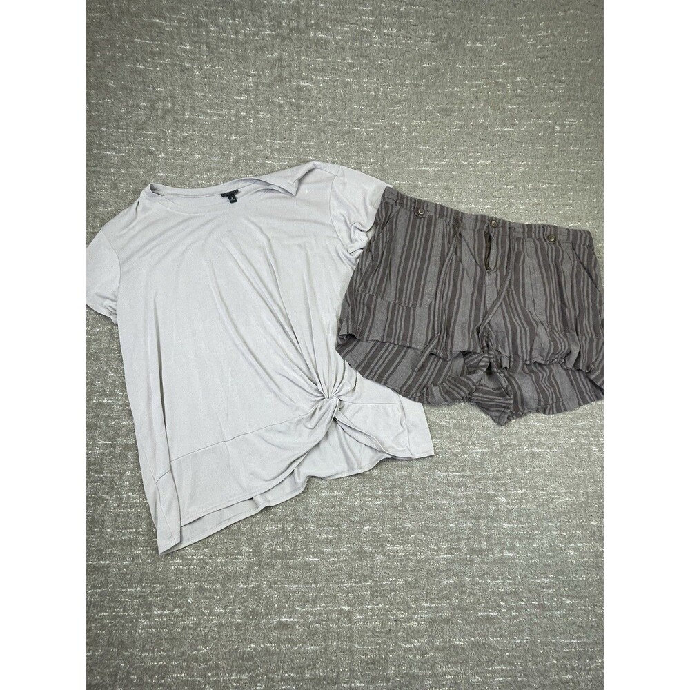 women’s 2 piece shorts shirt torrid size 2 linen 18 brown tan outfit